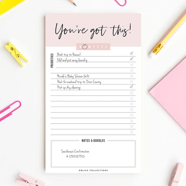Bliss Collections Motivational Daily to Do List Notepad,