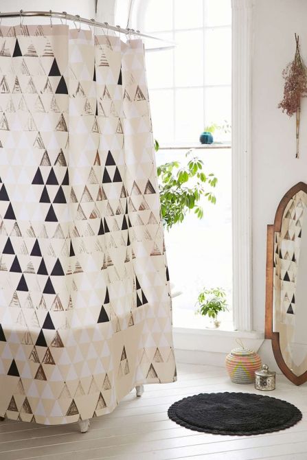 geometric shower curtain renter hack