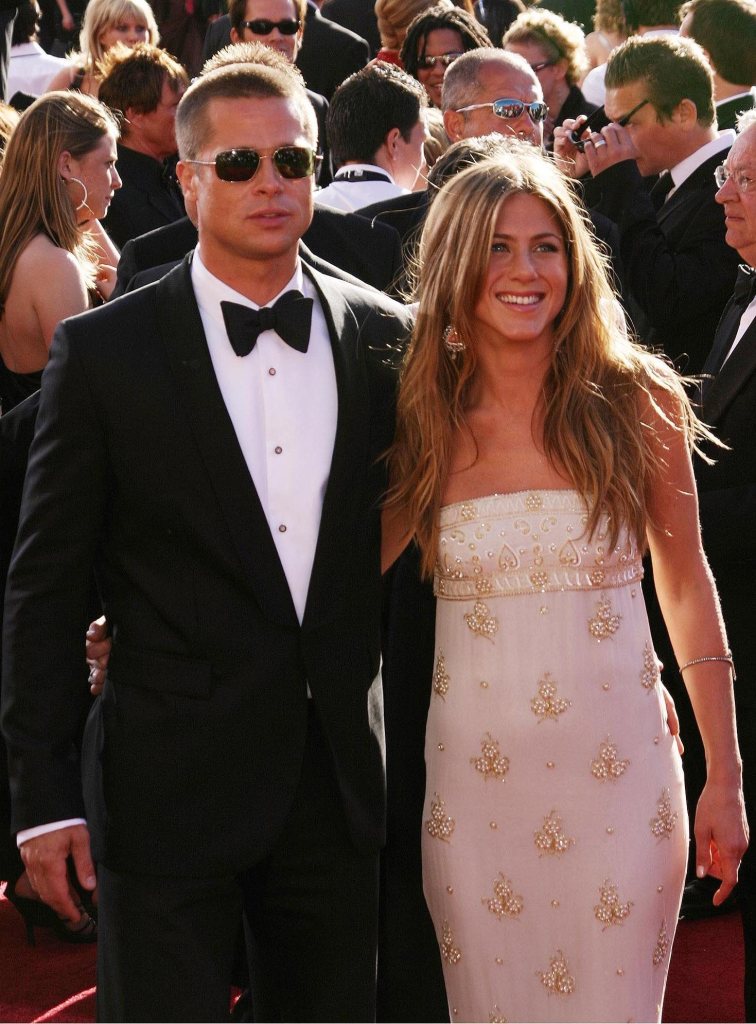 BRAD PITT and JENNIFER ANISTON arriving at The 56th Annual Emmy Awards at The Shrine Auditorium. Los Angeles, California - 19.09.04 Where: CA, United States When: 19 Sep 2004 Credit: WENN