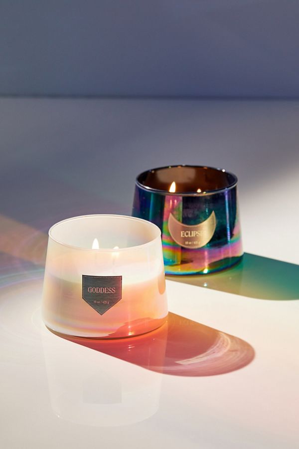 Iridescent boho glass candle