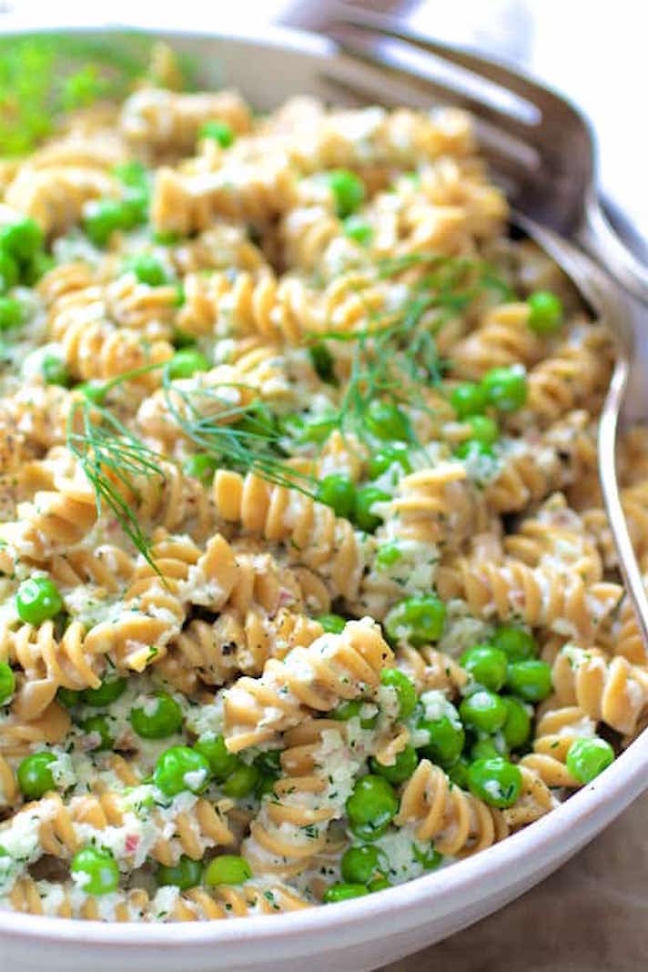 STYLECASTER | 17 Easy Whole Grain Pasta Recipes That Don't Suck | Whole Grain Pasta Salad with Cucumber Dressing, Peas, and Fresh Dill
