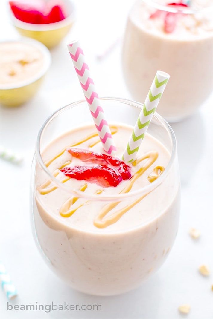 STYLECASTER | 17 High-Protein Smoothies with 5 Ingredients or Less | Peanut Butter and Jelly Smoothie