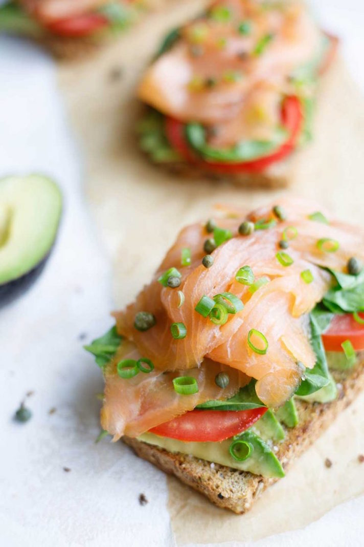 STYLECASTER | 17 No-Cook Dinners For Busy Weeknights | Avocado Toast With Smoked Salmon