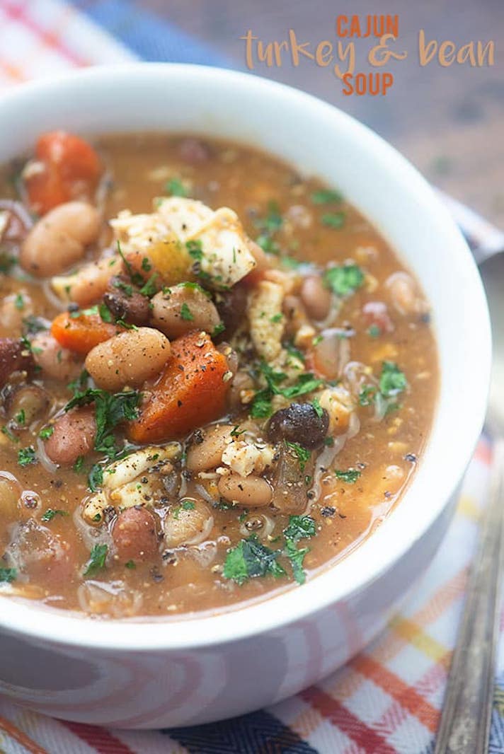 STYLECASTER | 17 Slow-Cooker Turkey Recipes That Feed A Crowd | Leftover Turkey and Bean Soup