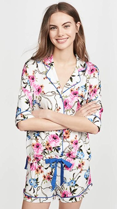 STYLECASTER | Virtual Party Theme Ideas | floral pajamas