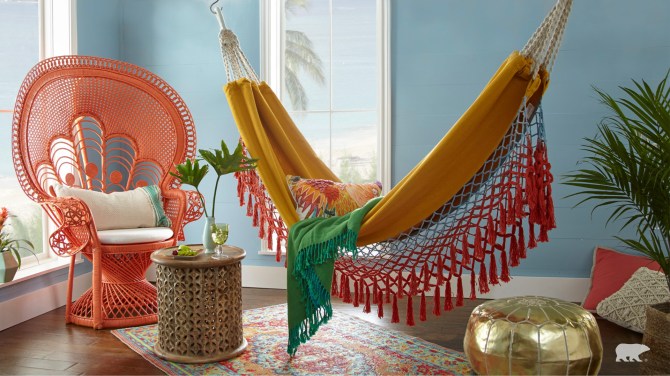 STYLECASTER | Home Interior Zoom Backgrounds | sunroom hammock