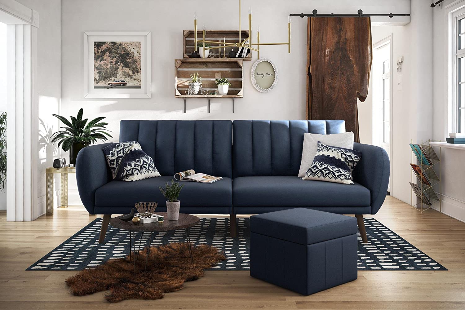 Novogratz Brittany Sofa Futon - Navy Linen
