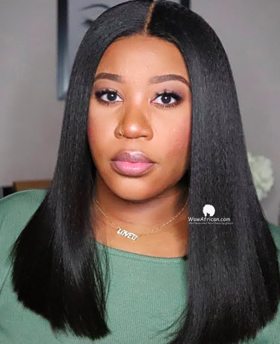 WowAfrican Kinky Straight Long Bob Brazilan Lace Front