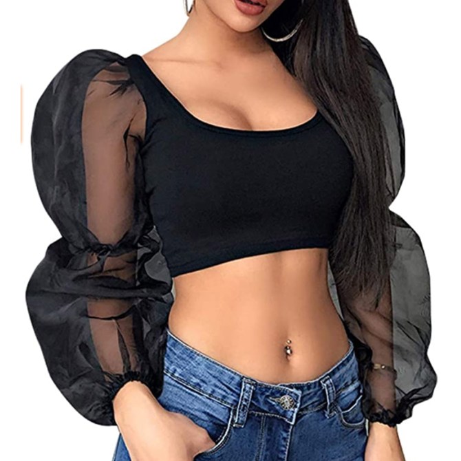 STYLECASTER | Ariana Grande Black Lingerie Top
