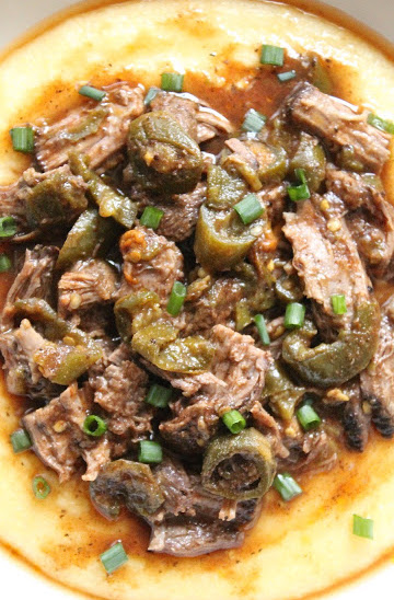 STYLECASTER | july 4th slow cooker recipes | jalapeno shredded beef and polenta