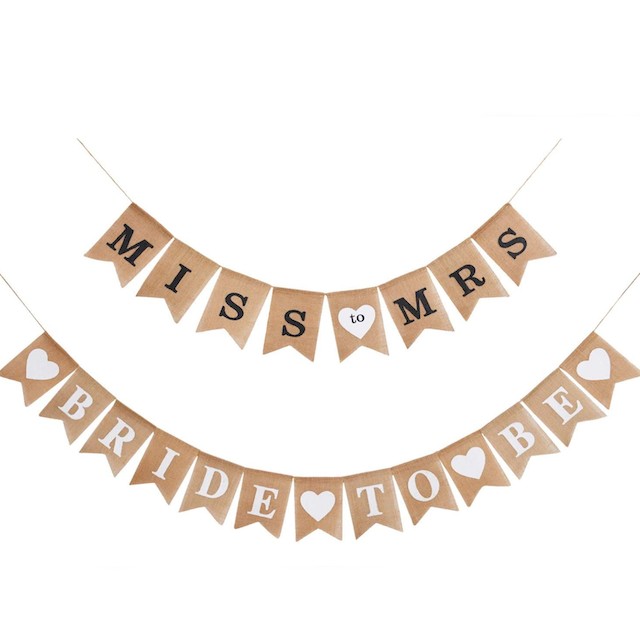 2 Pieces Burlap Banner Bride to Be Banner
