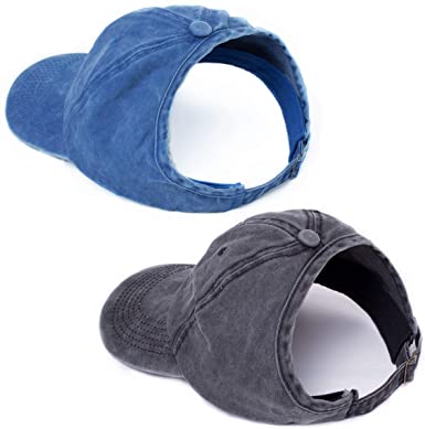 BEIRA 2 Pack Backless Ponytail Hat for Women Afro Drawstring Puff Ponytail Baseball Cap