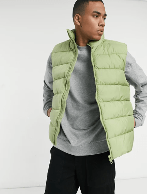 STYLECASTER | Hailey Bieber Green Puffer Vest