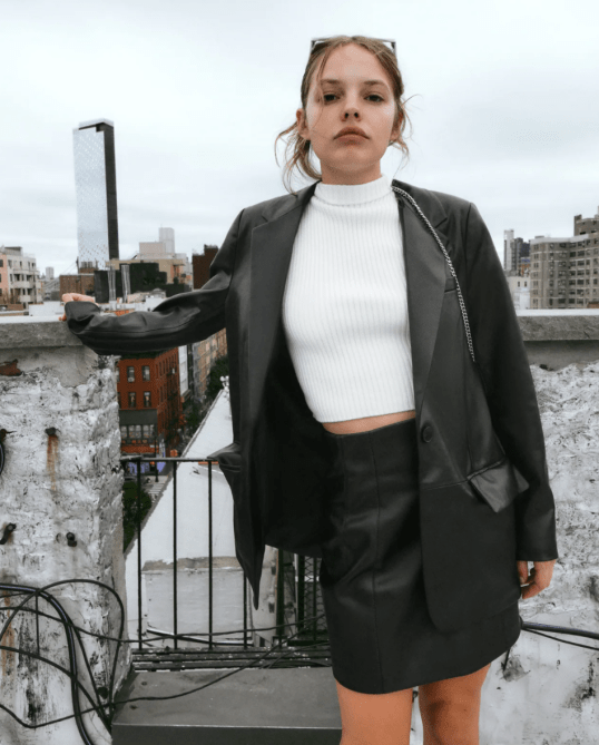 STYLECASTER | Leather Blazer Trend