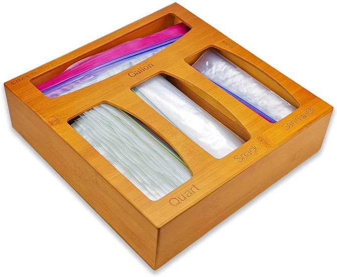 Crakth Bamboo Ziploc Bag Storage Organizer Amazon