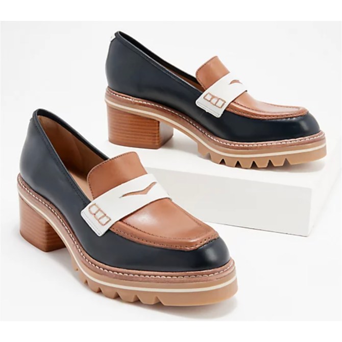Bernardo Leather Lug Sole Platform Loafer