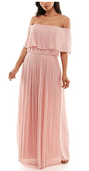 Premier Amour Off The Shoulder Short Sleeve Maxi Dress