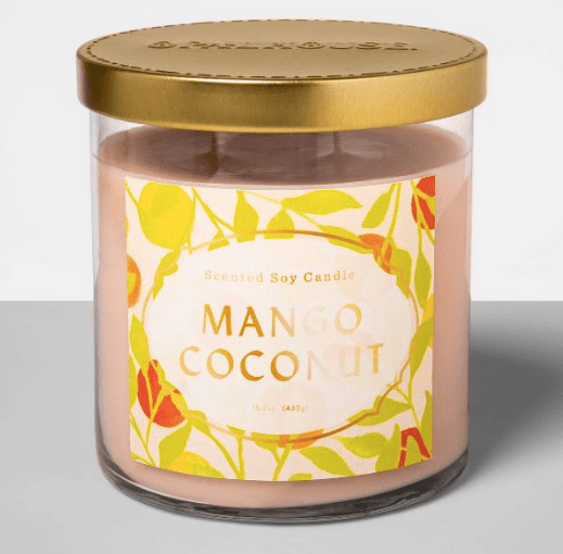 Lidded Glass Jar 2-Wick Candle Mango Coconut