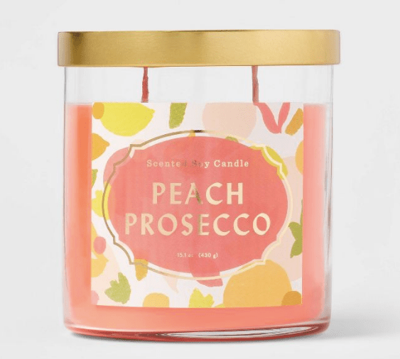Lidded Glass Jar 2-Wick Candle Peach Prosecco