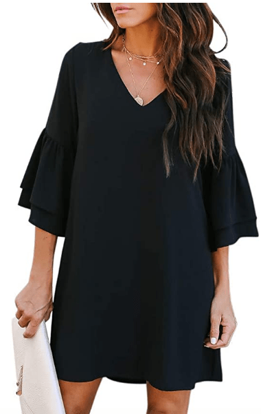 V Neck Bell Sleeve Dress