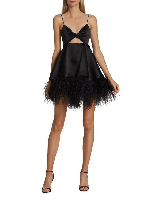 Alice + Olivia Necole Feather-Embellished Minidress Saks