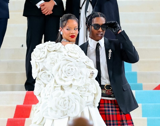 Rihanna and ASAP Rocly at the 2023 Met Gala