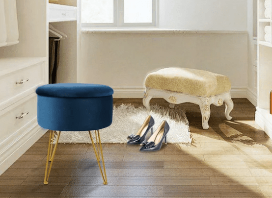 Ecomex Velvet Round Storage Ottoman