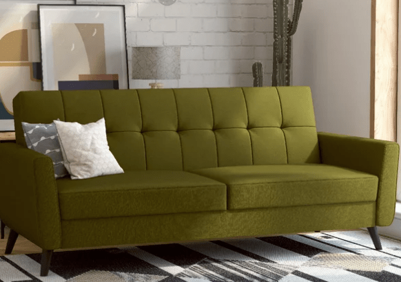 Queer Eye Liam Futon with Storage, Olive Green Linen