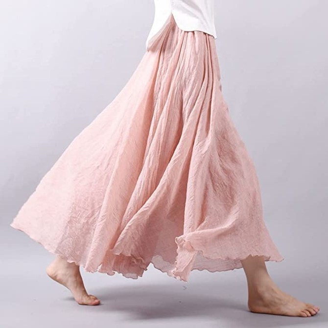 Asher Fashion Linen Maxi Skirt Amazon