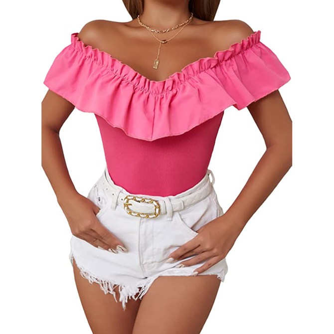 OYOANGLE Women's Flounce Sleeve Top