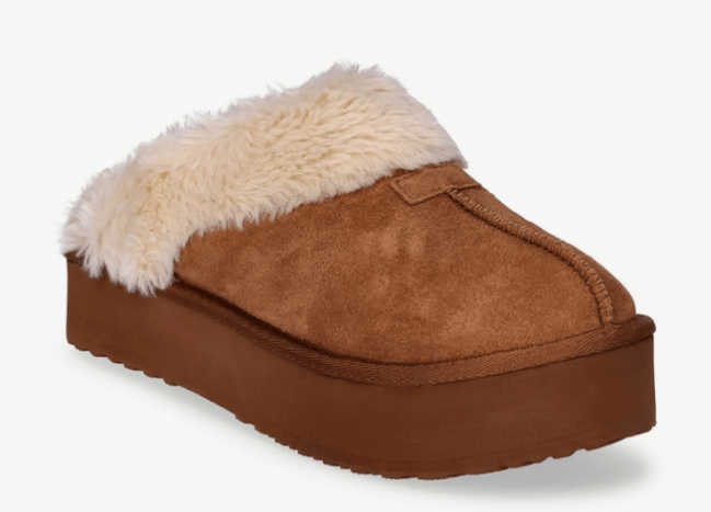 Joyspun Women's Genuine Suede Platform Slipper