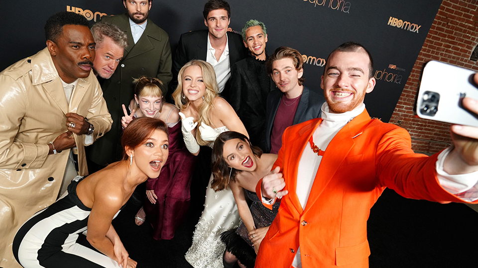 Euphoria cast taking a selfie with Angus Cloud