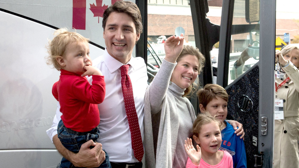 Justin Trudeau, Sophie Gregoire-Trudeau, Xavier, Ella-Grace, Hadrien