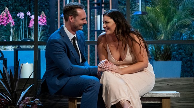 Love Is Blind. (L to R) Brennon Lemieux, Alexa Alfia in season 3 of Love Is Blind. Cr. Patrick Wymore/Netflix © 2022