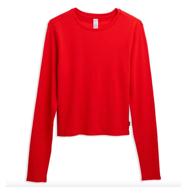 Organic Cotton Rib Long Sleeve Tee - Fiery Red
