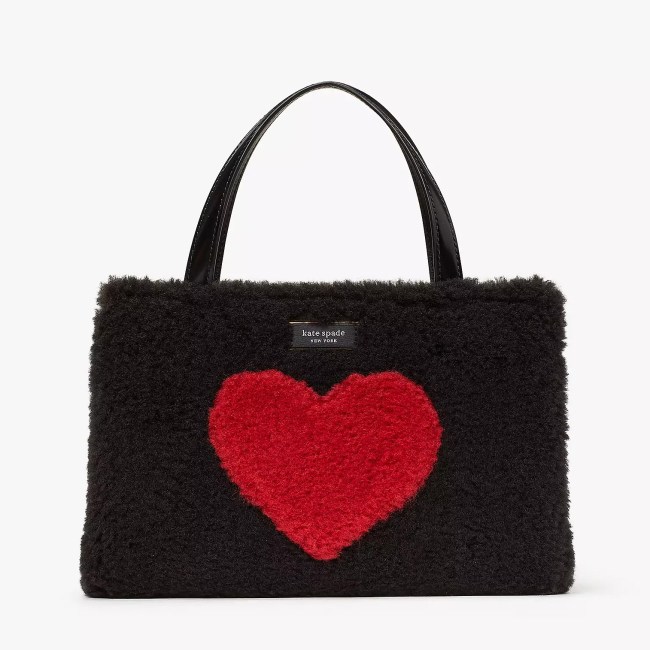 Kate Spade Black Friday Sale: Sam Icon Intarsia Heart Faux Shearling Small Tote