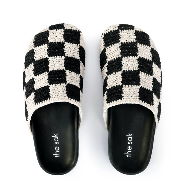The Sak Clogs with black and white checkered pattern