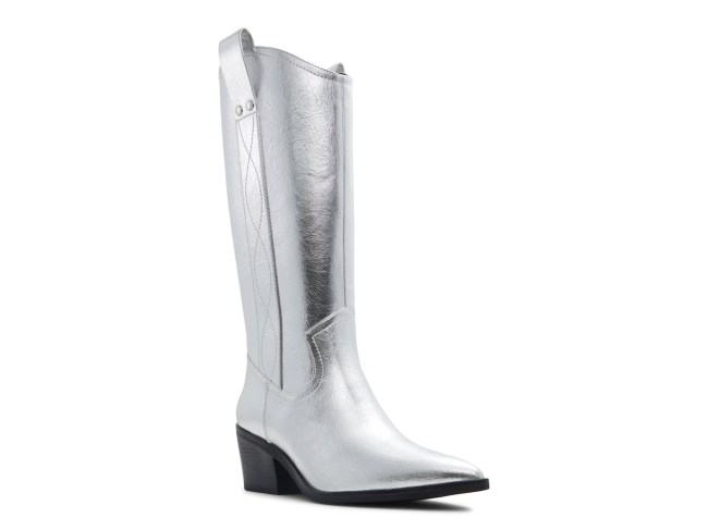 silver metallic cowboy boots