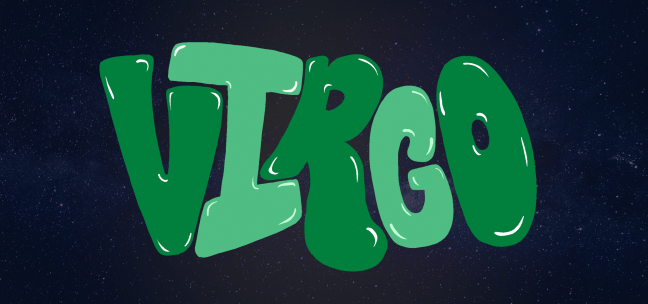 "Virgo" laid over a starry sky