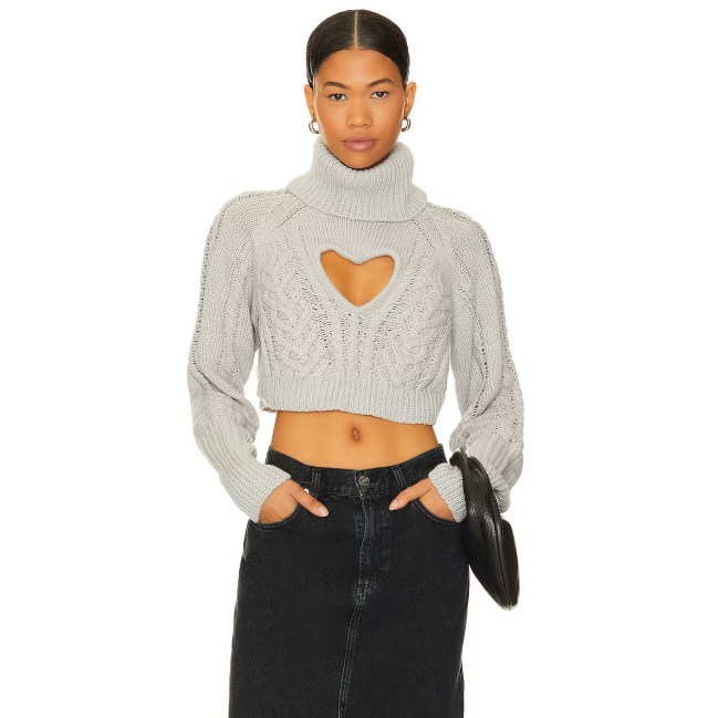 Heart Embellished Clothing for Valentine's Day 2024: For Love & Lemons Vera Cropped Cut Out Sweater