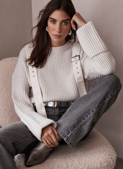 Mint Velvet White Utility Jumper