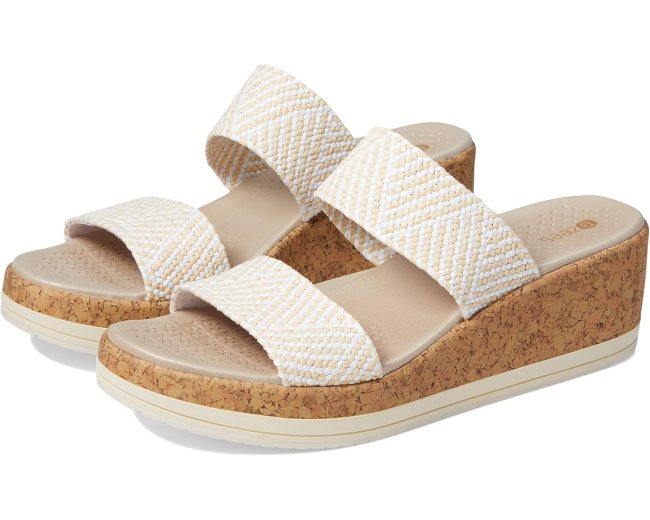 These white and beige heels are not only chic but comfy!