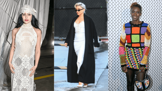 Crochet dresses in street style and at events for Spring 2024.