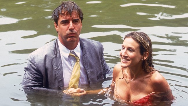 Mr Big and Carrie Bradshaw in the lake in Central Park