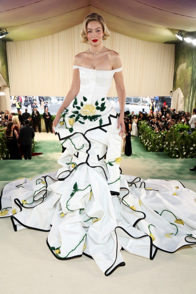 Gigi Hadid attends The 2024 Met Gala Celebrating "Sleeping Beauties: Reawakening Fashion" at The Metropolitan Museum of Art on May 06, 2024 in New York City.  (Photo by Kevin Mazur/MG24/Getty Images for The Met Museum/Vogue