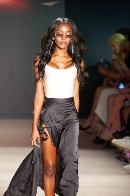 A model walks the runway during the AXIL Swim show at Paraiso Miami Swim Week 2024 at The Paraiso Tent on June 02, 2024 in Miami Beach, Florida.