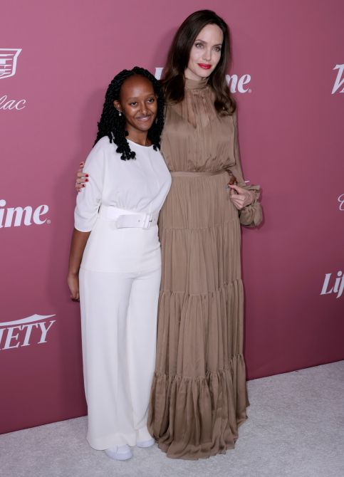 Zahara Jolie-Pitt and Angelina Jolie attend Variety's Power Of Women at Wallis Annenberg Center for the Performing Arts on September 30, 2021 in Beverly Hills, California.