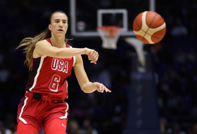 Sabrina Ionescu of The United States  during the 2024 USA Basketball Showcase match between USA Women and Germany Women at The O2 Arena on July 23, 2024 in London, England.