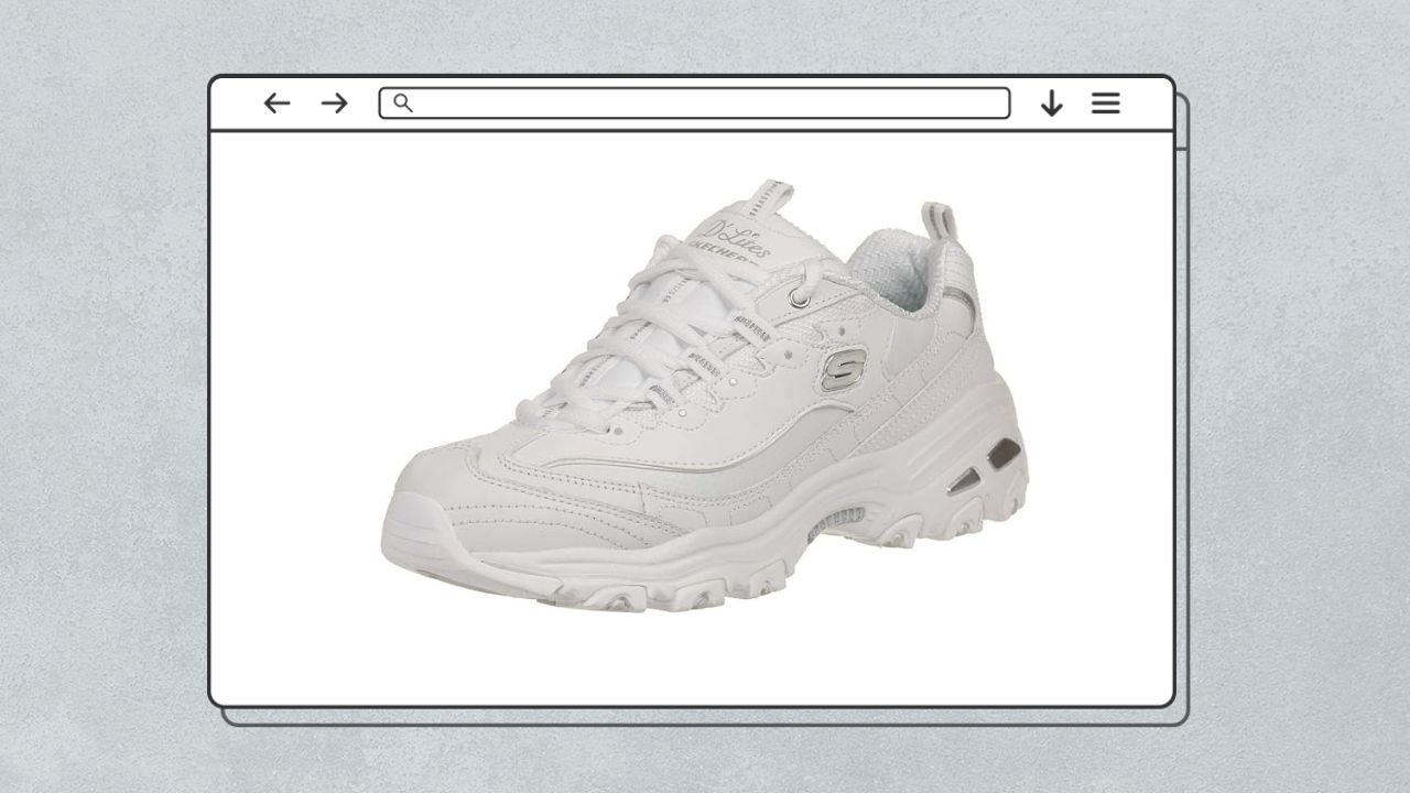 White sketchers sneakers.
