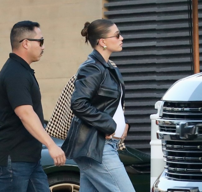 Hailey Bieber is seen arriving at Nobu on July 15, 2024 in Malibu, California.